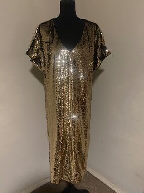 Tracee Ellis Ross for JCPenney Gold Sequin Shift Dress